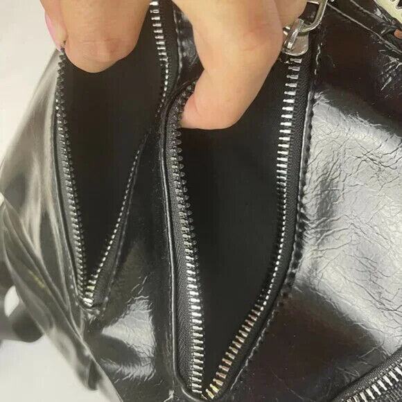 Multifunctional PU Leather Small Backpack - Black & Silver main image 5